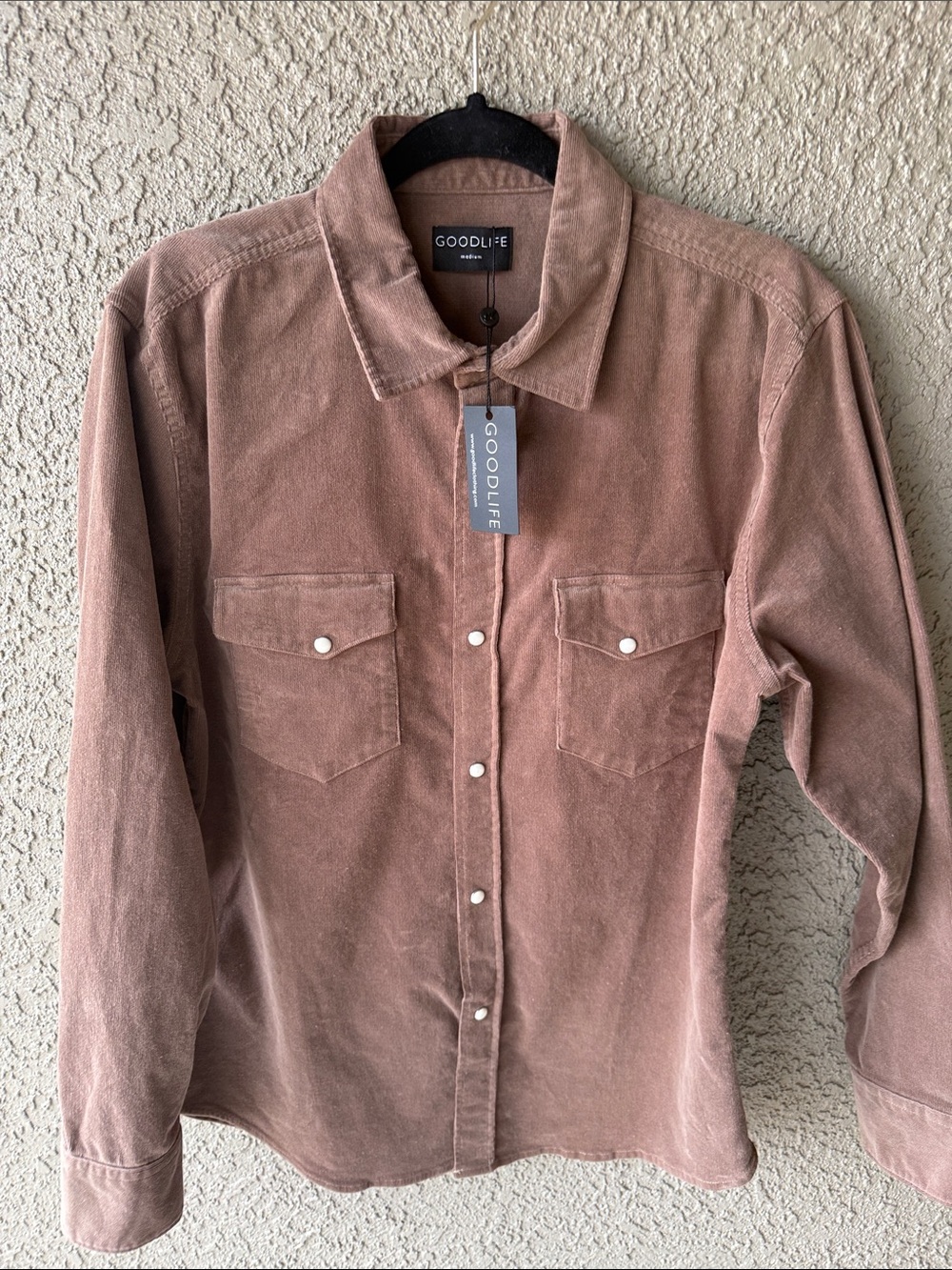 Goodlife Men’s light brown Corduroy Button-Front Shirt Jacket